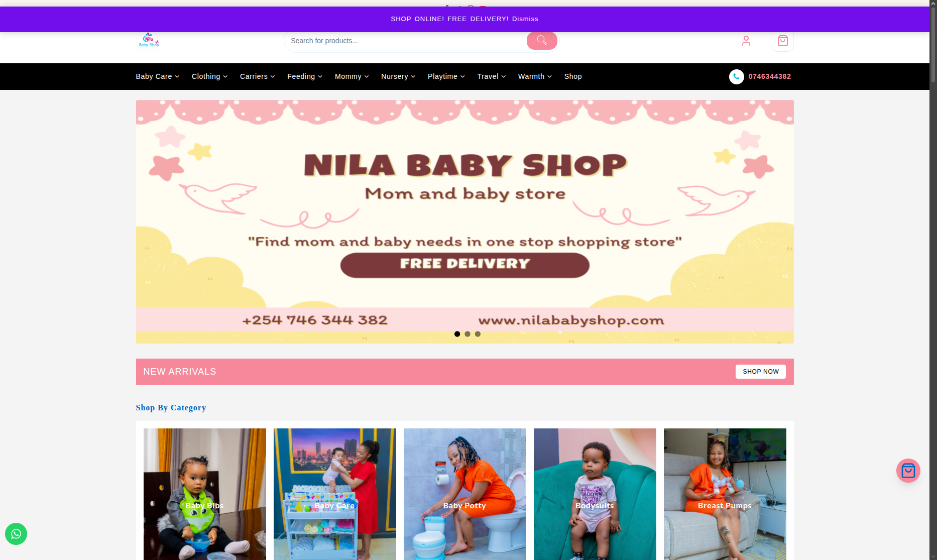 Nila Baby Shop website